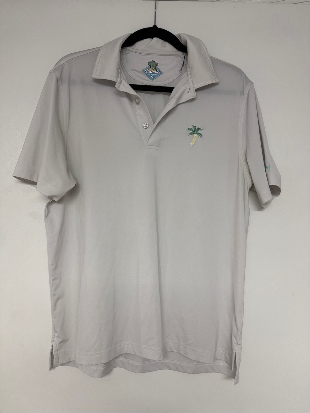 chubbies Light Gray Polo with Green Palm Embroidery